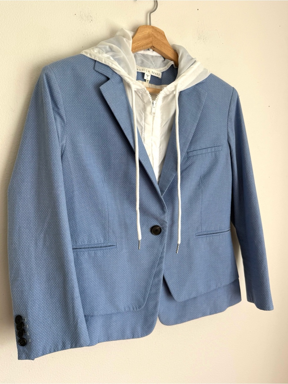Veronica Beard Tailored Blazer with Dickey in Blue and White - Picture 3 of 6